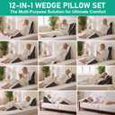 4PCS Wedge Pillow Set for After Surgery, Orthopedic Bed Wedge Pillow for Back Pain Relief, Sitting Up in Bed, Acid Reflux, Adjustable Post Surgery Pillows for GERD, Snoring, White/Grey