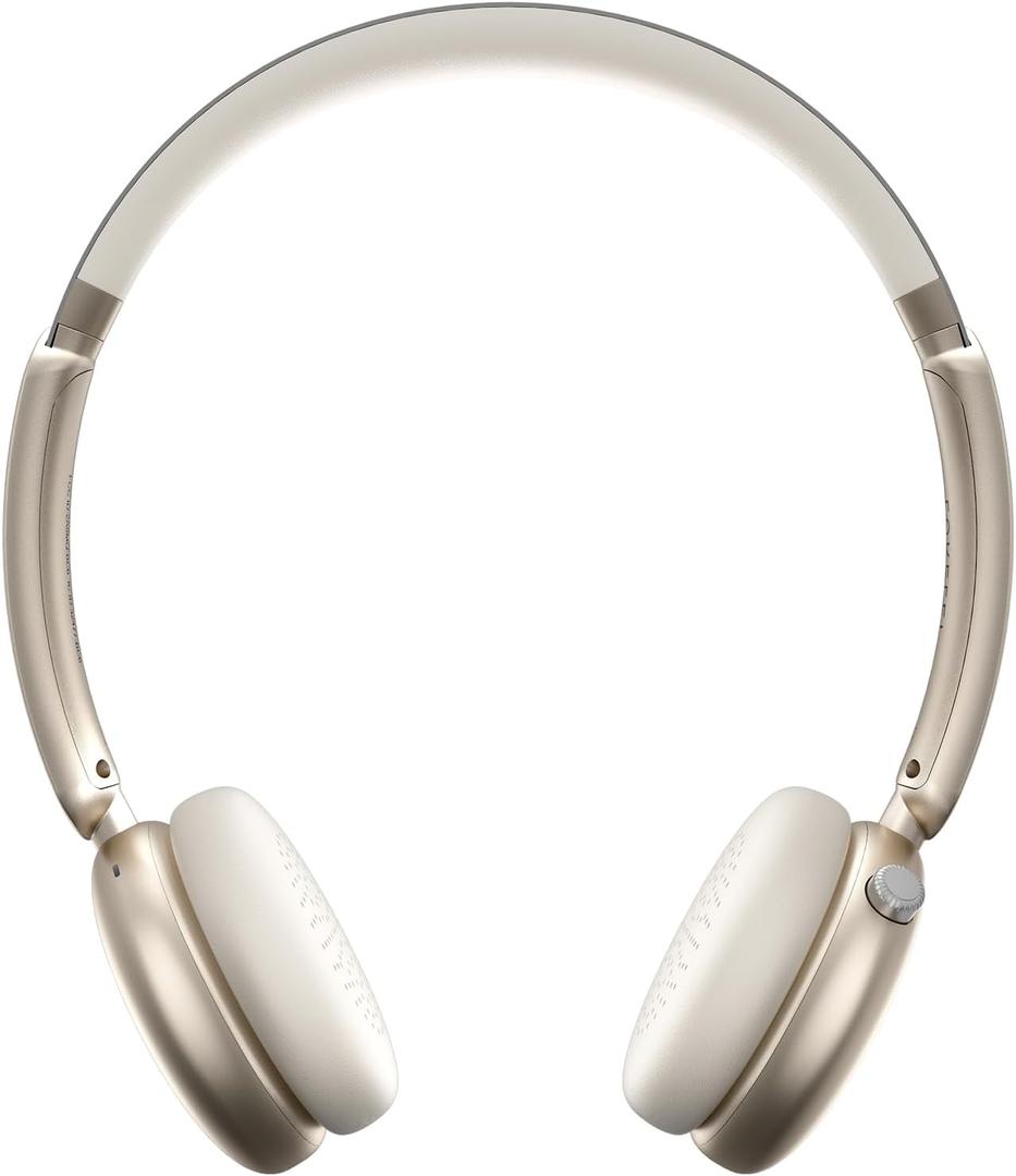LORELEI Q60 Wireless Bluetooth On-Ear Headphones Lightweight Built-in Micphone, 40 Hours Up Battery Life, Bass Mode, Memory Earmuffs (Starlight)
