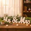 Canlierr Rustic Mr and Mrs Sign for Wedding Table, 31in Light up Large White Mr and Mrs Sign Wooden Letters, Miss Decoration for Anniversary Wedding & Engagement, Gifts for Anniversary Engagement