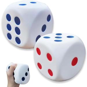2 Pack 3.1 inch Foam Dice Stress Balls,Squishies Dice Squeeze Stress Ball Toy with Dots 6 Sides for Kids,Teenagers,Adults Board Games, to Get Your Luck Numbers,Relieve Stress Anxiety