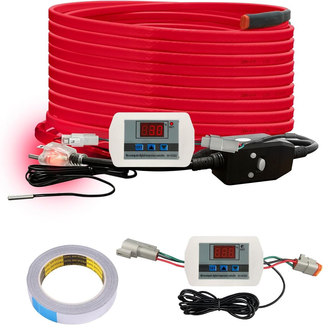 OEBLD Heat Tape for Water Pipes 30FT, Replaceable Smart Thermostat for Pipe Freeze Protection, Self-Regulating Roof Deicing Cable for Metal and Plastic Home Pipes, 110-120V