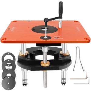 Router Lift for 3-1/2"Diameter Motors, 9-1/4" x 11-3/4"Panels, 3/4" Arc, Upgraded Clamp, Leveling Screws & Manual Crank-Operated Lifting Mechanism