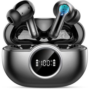 Wireless Earbuds, 2026 Bass-3.0 Bluetooth 5.4 Headphones 3D-Stereo Ear Buds, 4 ENC Noise Cancelling Mic, 40+Hrs USB-C in-Ear Earphones, IP-X7 Waterproof Sport Workout Gym for Laptop Pad Android iOS