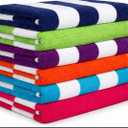 Beach Towels 6 Pack Large 30x60-100% Cotton Beach & Pool Towels Bulk Cabana Stripe - Quick Dry Bath Towel Set for Swim, Beach Essentials, Bathroom, Hot Tub, Yoga, Hotel & Airbnb Guests
