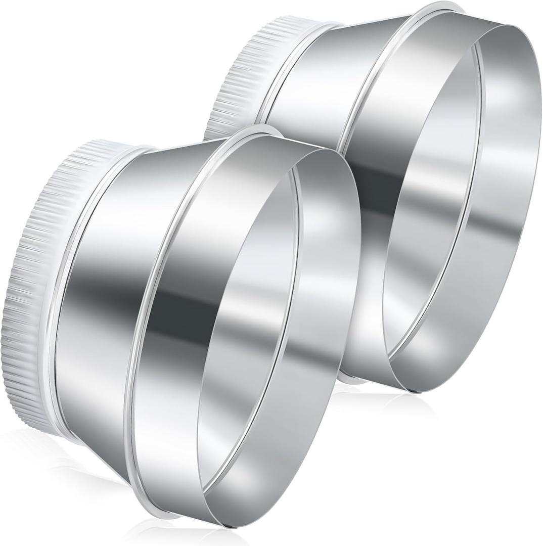 Otoolling 2 Pcs 10 Inch to 8 Inch Duct Reducer Increaser Galvanized Steel Air Duct Adapter Round Crimped Pipe Connector Fitting Coupling for HVAC Ventilation Systems