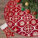 Flash World 36 Inch Large Christmas Tree Skirt Xmas Soft Cover Mat Decor Snowflake Collar Farmhouse Tree Skirt for Holiday Ornaments Party Home Indoor Decorations (Red, 36INCH)