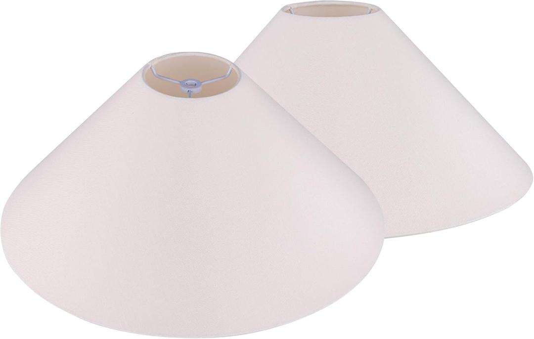TOCHIC Empire Lamp Shades Set of 2, 4'' Top x 16'' Bottom x 9'' Slant Height Large Lamp Shade Spider Lampshades for Table Lamp Floor Lamp Beside Lamp, Spider Fitter, Cream White, 15.75 inches x 3.93 inches x 6.61 inches