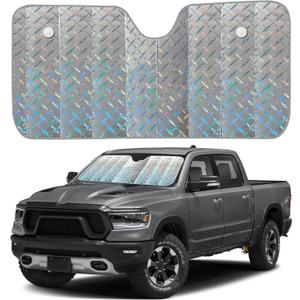 EcoNour XL Holographic Windshield Sunshade for SUV Truck | UV & Heat Reflective Car Sun Shield | Foldable Accordion Style Design  Fits Windshields | X-Large 66 x 28 Inches