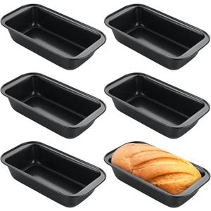 QTLCOHD 6 Pack 8" x 4" Bread Loaf Pan for Baking Homemade Bread, Non Stick Carbon Steel Loaf Pans