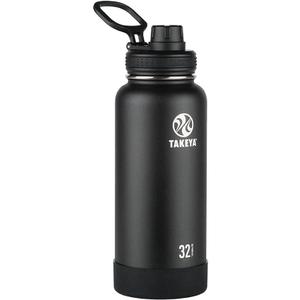 Takeya Actives Insulated Stainless Water Bottle with Insulated Spout Lid, 32oz, Onyx