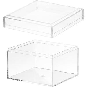 PATIKIL Acrylic Box with Lid 3.15" x 3.15" x 2.36", Clear Acrylic Display Boxes Plastic Square Cube Containers Storage Organizer for Candy Tiny Jewelry Artwork Display
