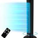 Simple Deluxe 32-Inch Electric Oscillating Tower Fan for Bedroom with Remote Control and 3 Speeds, 3 Modes, Low Noisy Bladeless Fan for Indoor and Home Office, Black