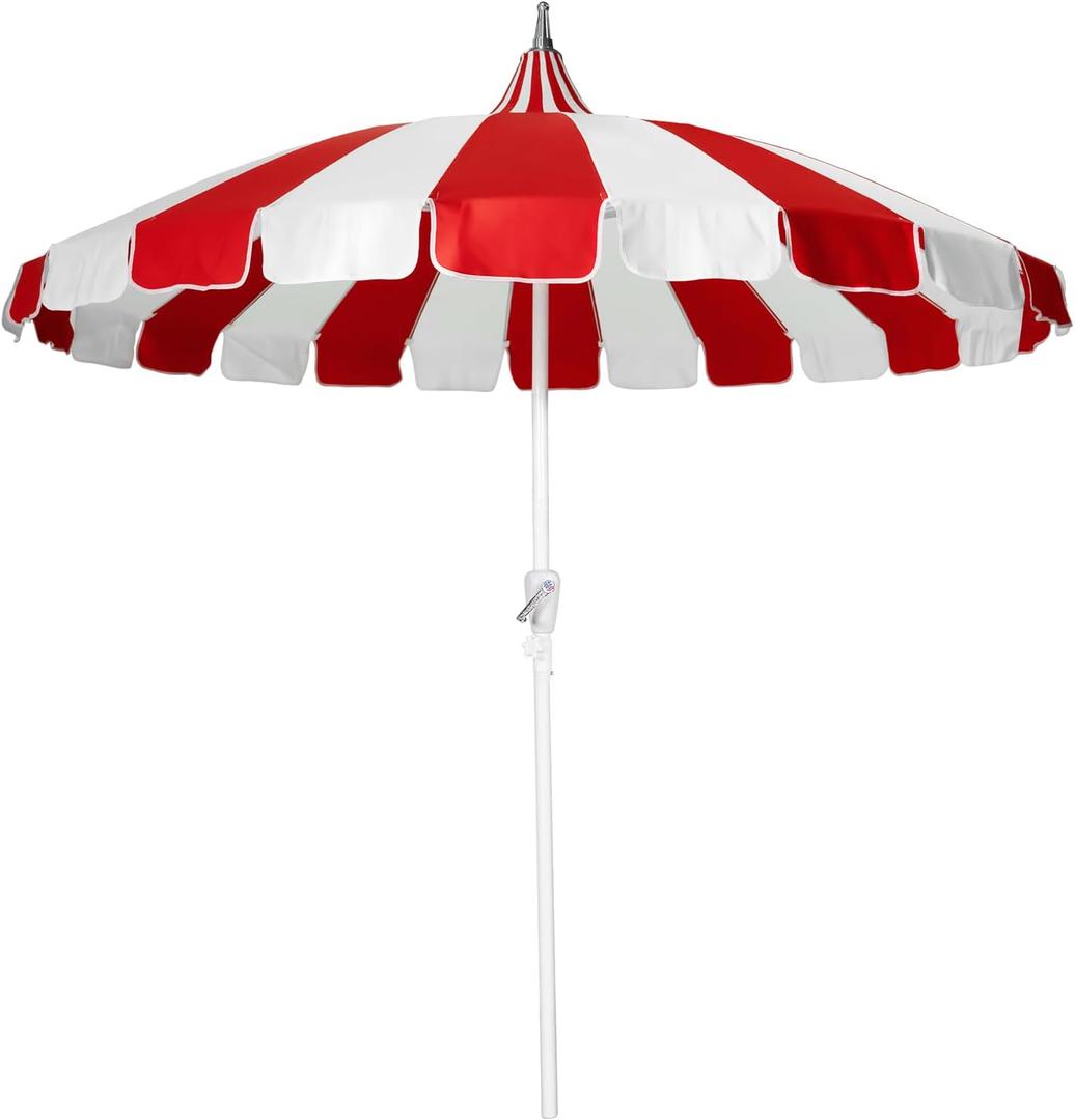 8Ft Patio Pagoda Umbrella, UV Protect Pool Umbrellas with Heavy Duty Pole, Outdoor Market Umbrella for Holiday Garden Backyard (Red)