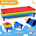 4 Pcs Stackable Daycare Cots for Toddler 54" l x 23" W Kids Cots for Sleeping Portable Kids Bed Furniture Bed Frames Headboards Footboards for Classroom Preschool (Multicolor), 54" L x 23" W x 6.3" H