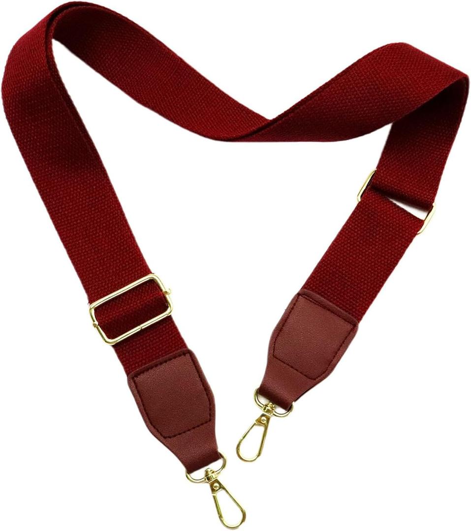 Universal Leather & Canvas Replacement Purse Straps 1.5 Wide Crossbody Strap for Handbags, Luggage & Cossbody Bags(Adjustable, 55" Long), l-gold Buckle-burgundy