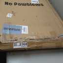 No Pawblems Free Standing Dog Gate with Door, 36'' Tall Foldable Dog Fence for Indoor & Outdoor, Up to 156 Inch Extra Wide Christmas Tree Fence, Hallways, Doorways, Deck, Yard (White, 6 Panels)