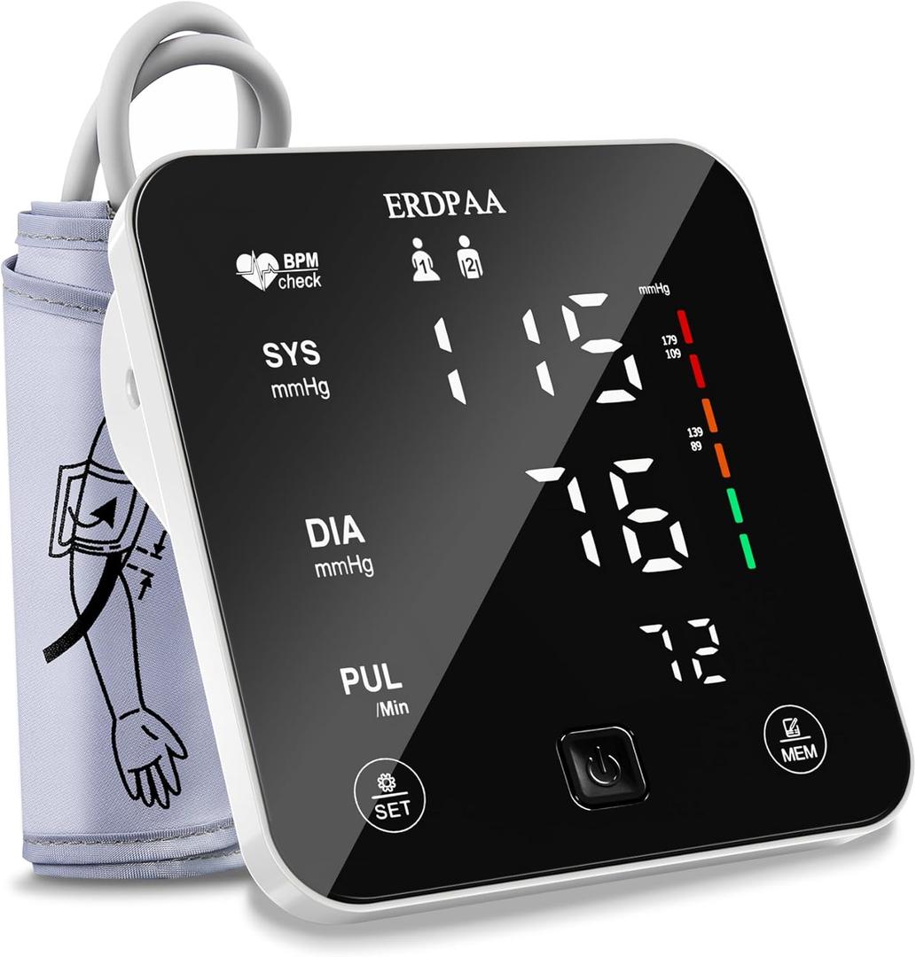 Blood Pressure Monitor, Smart Upper Arm Blood Pressure Monitor for Home Use with XL Pressure Bracelet, Digital Blood Pressure Monitor, Automatic Electric Blood Pressure Monitor with Gr Cuff