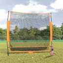 Durable Golf Practice Net for Batting and Cutting, Sturdy Structure, Easy Transportation, Black and Orange