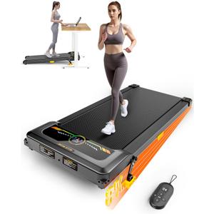 Walking Pad Treadmill, WALKWAKE 8% Incline Walking Pads, Compact Under Desk Treadmill for Home, 330lb Capacity 2.5HP Running Machine for Walking Jogging with LED Display (Dark Yellow)