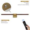 32 Inch Rechargeable Wireless Wall Sconce with Remote Control, 8000mAh Battery Operated Wall Sconce Set of 2 with Timer, 3000K/4500K/6000K Dimmable, 360° Rotation for Living Room, Gold Walnut (2 Pack)