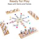Mexican Train Dominoes Set with 4 Wooden Trays/Racks, Double 12 Dominos Travel Set with 4 Domino Tiles Holders, 91 Tiles Double 12 Colored Dominoes Game Set with Portable Case for Families Kids
