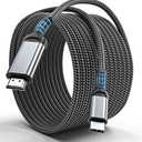 USB C to HDMI 15 Feet Cable 4K, Anti-Interference Gold-Plated Plugs, Aluminum Type-C to HDMI Cord, Thunderbolt 3 & 4 Compatible for MacBook, iMac, iPad Pro, Galaxy, Surface, Dell, HP