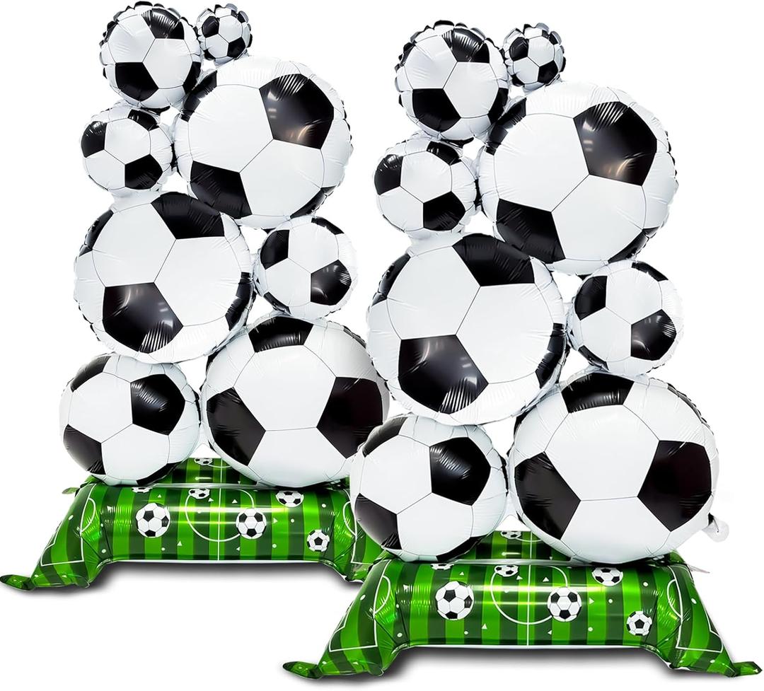 Giant Self Standing Soccer Ball Balloons 2 Pcs 3.5 ft Soccer Party Balloon Decorations World Cup Balloon Decor Sports Football Ball Fans Birthday Party Decoration Supplie