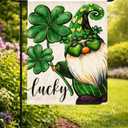 2 x St Patricks Day Lucky Gnome Garden Flag 12.5x18 Inch Double Sided Outside, Clover Shramrock Holiday Yard Outdoor Decoration