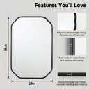 36"x24" Black Scalloped Mirror for Bathroom, Rust-Proof Metal Frame
