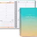 2 x Undated Weekly Planner - Spiral Bound 52 Weeks To Do List Planner Habit Tracker, A5 Simplify Esthetic Work Organizer Notebook, 70 Micron PP Cover, 100 GSM Paper, 5.83" x 8.27" (Blue Yellow)