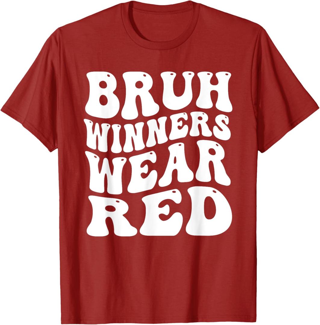 Winners Wear Red Team Spirit Week Game Sports day Groovy T-Shirt, Size Large