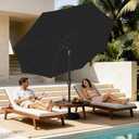 MEWAY 9ft Patio Umbrella Outdoor Table Umbrellas with Push Button Tilt and Crank, Market Umbrella 8 Sturdy Ribs for Deck, Garden, Pool and Backyard, Black