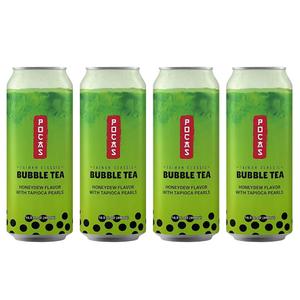 Pocas Bubble Tea with Tapioca Pearls, (Pack of 4, 16.5 oz), Asian Drinks, Refreshing Milk Tea with Boba Pearls (Honeydew) (EXP 04/26/26)