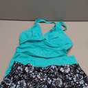 Womens Tankini Bathing Suits with Skirt Two Piece Tummy Control Swimsuits Ladies Swimwear (X-Small, Aqua and Flower)