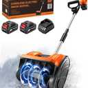 Saker Cordless Snow Shovel Electric - 22V Brushless Snow Blower with 2X 5.0 Batteries & Charger - 12" Width 20FT Throwing Distance Lightweight Snow Remover for Driveway, Sidewalk, Patio(2 Batteries)