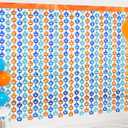 GCQQ Orange and Blue Party Decorations 2 Packs Foil Fringe Curtains 3.3x6.6ft Cute Dog Birthday Themed Backdrop with Paws for Baby Shower Decoration Photo Booth Prop