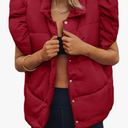 Tankaneo Womens Puffer Vest Ruffle Sleeveless Button Down Winter Warm Padded Gilet Coats, M