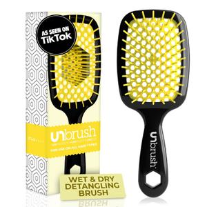 FHI Heat UNbrush Detangling Brush for Pain-Free Brushing on All Wet or Dry Hair Types  Durable DuoFlex Anti-Static Bristles, Lightweight Handle, Vented Hair Brush (Sunburst)