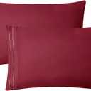 Clara Clark Pillow Cases King - Ultra Soft Pillow Cover, Lightweight Microfiber Pillow Cases Set of 2 - Envelope Closure Pillowcases, Burgundy Red.