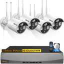 Dual Antennas for Wi-Fi Enhanced AI Human Detected 2K 3.0MP Wireless Security Camera System, Surveillance DVR Kits with 2TB Hard Drive, 4Pcs Outdoor WiFi Security Cameras, with Audio, Night Vision
