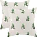 CXMEIFLY Christmas Pillow Covers 18x18 Inch Set of 2 Sage Green Christmas Tree Decor Throw Pillows Winter Xmas Holiday Farmhouse Outdoor Cushion Cases for Couch Bed Decorations