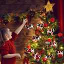 Blulu 24 Pcs Christmas Cow Mouse Ornaments Hanging Cow Mice Christmas Decorations Tree Ornaments for Xmas Tree Farmhouse Decor(Cow)