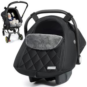 Orzbow Baby Car Seat Cover Winter - Waterproof Carseat Cover for Doona Car Seats and Strollers, Breathable Infant Carseat Canopy with Zipper Access, Rain and Wind Proof, Winter Baby Essentials, Black