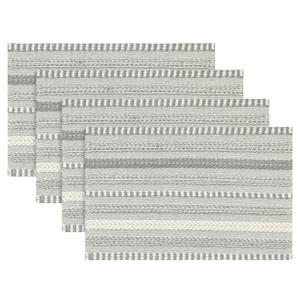 Artoid Mode Dark Grey Farmhouse Woven Braided Stripe Placemats Set of 4,12x18 Inch Seasonal Holiday Table Mats Party Kitchen Dining Decoration