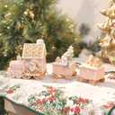 Gingerbread Train Decor Gingerbread Christmas Decorations Indoor Resin Santa Statue Train Figurines Christmas Kitchen Table Party Deco