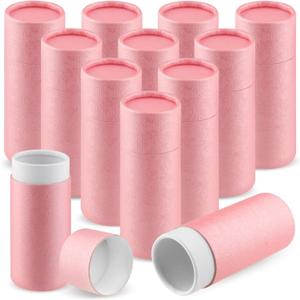 12 Pcs 30ml/1oz Kraft Paper Jar Empty Cardboard Boxes Round Cardboard Gift Packaging Tube Container with Lid for Crafts Tea Coffee Cosmetic - Pink