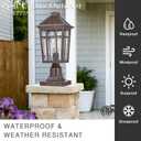 Dusk to Dawn Outdoor Post Lights Waterproof Pole Light with Water Ripple Glass 17 Inch Height ORB Finish Lamp Posts Outdoor Lighting for Garden Yard Patio Pathway E26 Socket, 16.5 Inch