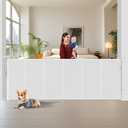 Upgraded 150 inch Retractable Baby Gates Extra Wide with Reinforced Strip Design to Prevent Crawling Through, 48" Extra Tall Retractable Gates, 12 FT Retractable Dog Gate for Indoor/Outdoor (White)