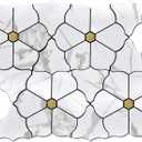 Kieacia 10-Sheet Peel and Stick Backsplash Tiles for Kitchen PVC Marble Self-Adhesive Tile Gold and White Mosaic Tiles for Bathroom Vanities Table Desktop Fireplace