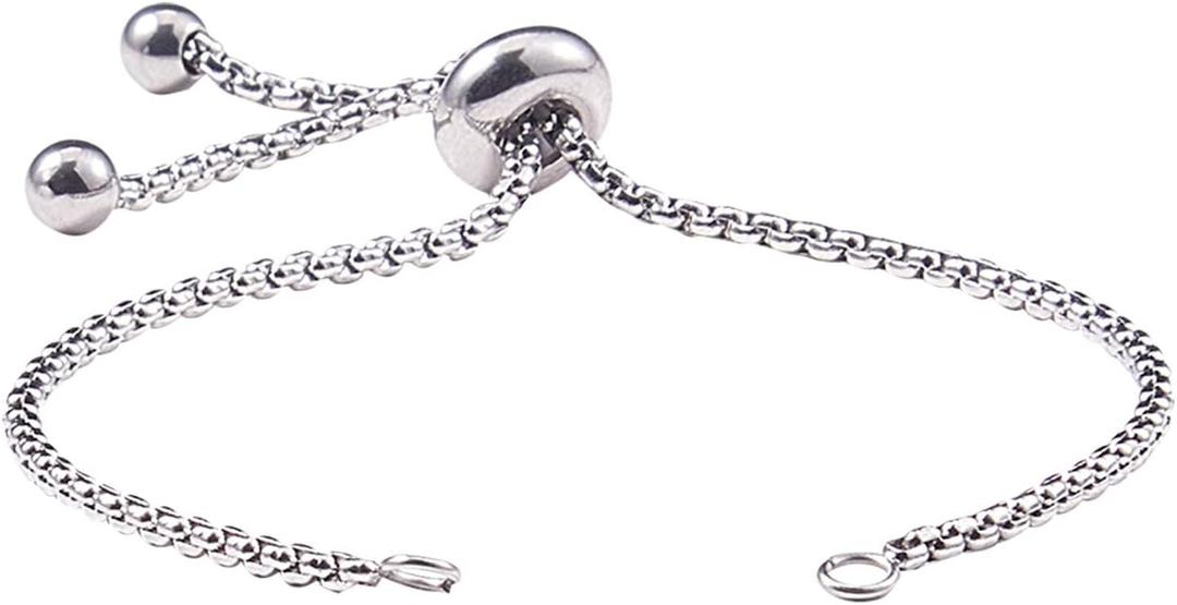 DanLingJewelry 10pcs 304 Stainless Steel Adjustable Slider Bracelet Slider Extender Chains Friendship Bracelets for Jewelry Making DIY 8 Inches(210mm) P